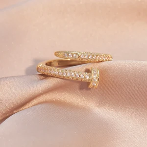 14k echte Goldbeschichtung AAA Zirkon Simples Schlange in Form von Nagel Open Ring Elegante Frauen Frauen Arbeitstag Ring Party Schmuck Schmuck 12 Hauptverkäufe Sohle für Taco - №11