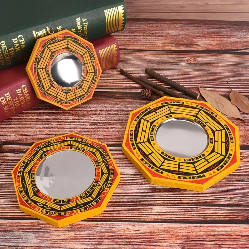 Edelstahl-Spiegel mit Chinesischem Konvexem Bagua-Muster, Antiker Glücksbringer Bagua Feng Shui Spiegel, Exquisiter Retro-Spiegel