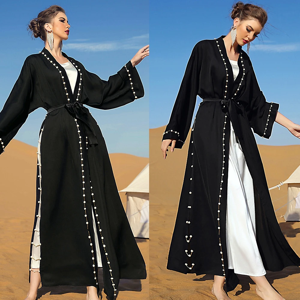 

Abaya Ramadan Muslim Women Open Kimono Cardigan Middle East Dubai Kaftan Arab Islamic Clothing Turkish Maxi Robe Gown Moroccan