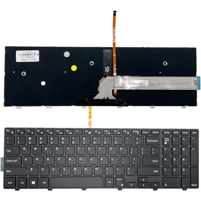 Teclado luminoso para dell inspiron 15, 3000, 5000, 3541, 3542, 3543, 3551, 5542, 5545, 5547, 5755, 5551, 5558, 5559