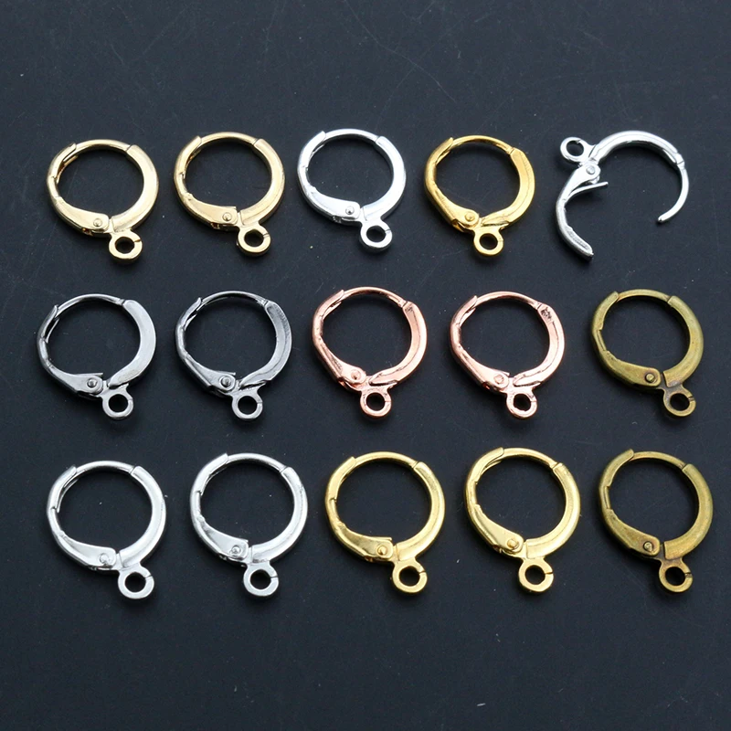 

30pcs 14x12mm Thick French Earring Hooks Wire Clips Bronze Gold Silver Color DIY Jewelry Making Findings Accessories
