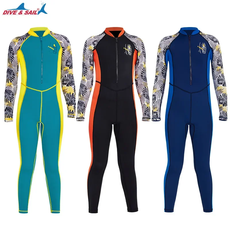 Children Swimsuit Boys Sunscreen One-Piece Diving Suit Long-Sleeved Quick-Drying Kids Anti-Jellyfish Wetsuit Swimming Rash Guard