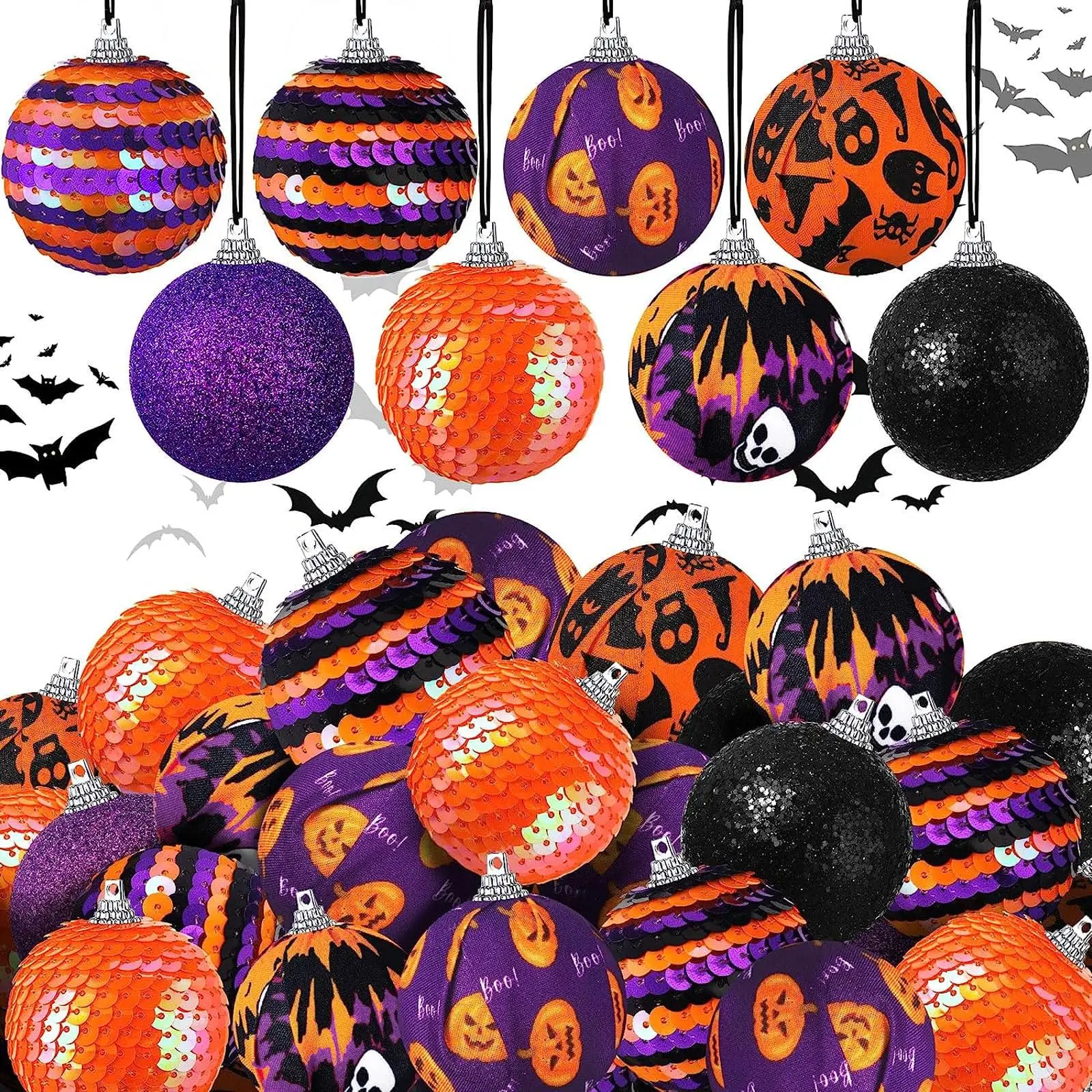 

Украшения на Хэллоуин украшения для дерева, 16 карат, 2 дюйма, небьющаяся тыква, винтажный декоративный подвесной шар для дерева, набор украшений