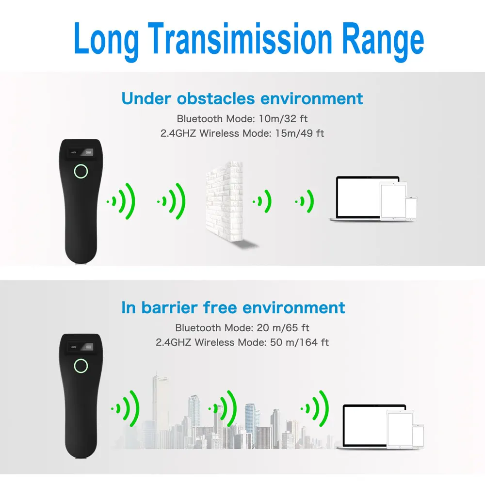 Mini 2D Barcode Scanner W6 Wireless Bluetooth Handheld Portable 1D 2D QR Code Data Matrix PDF417 Reader With Storage Function