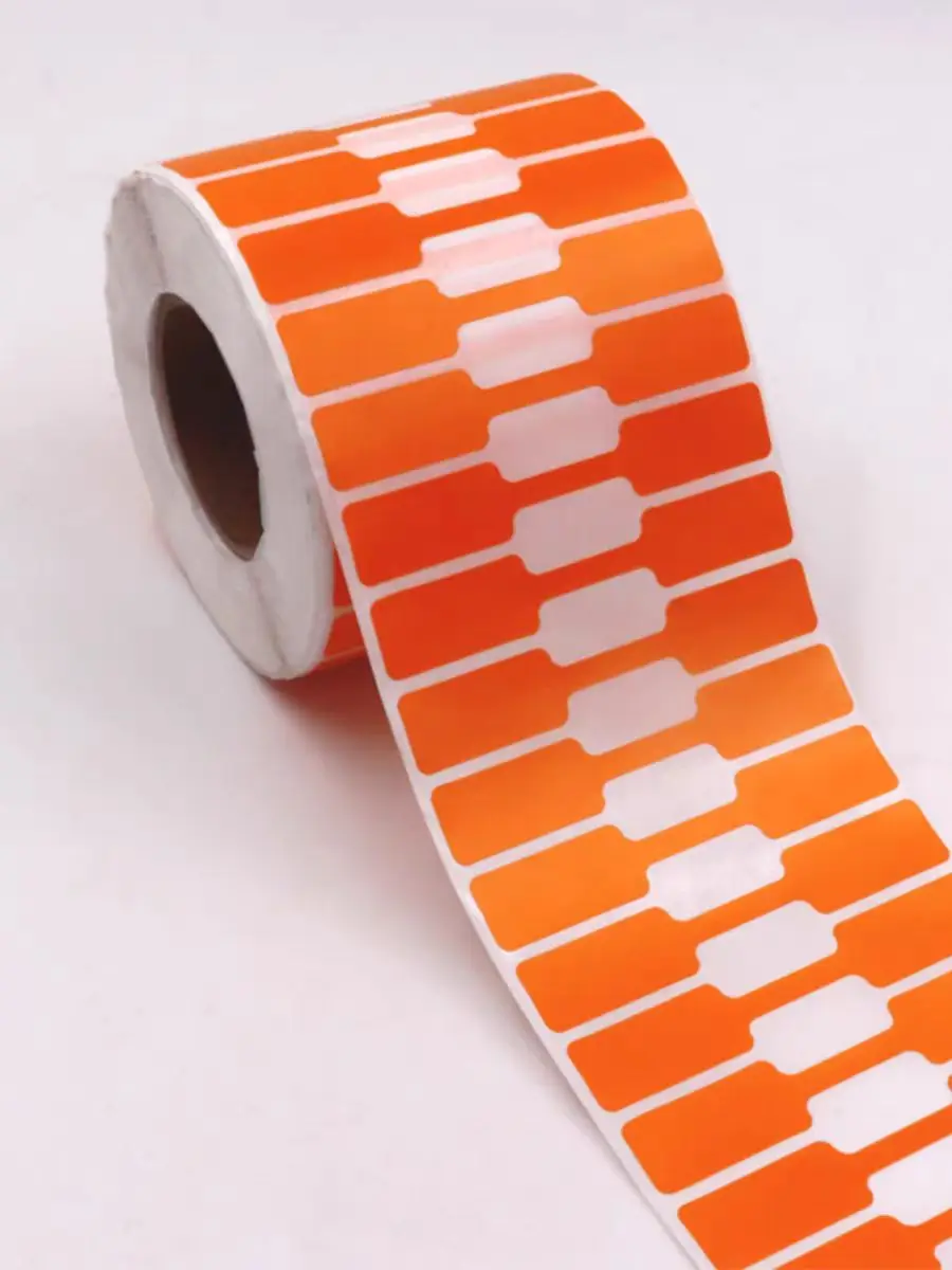 2000pcs/Roll barbell jewelry label 70x12mm ring jewelry tag label printable waterproof thermal blank barcode label White/Orange