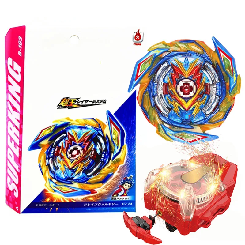 

Box Set Rubber B-163 Brave Valkyrie Super King B163 Spinning Top with Spark Launcher Box Kids Toys for Children