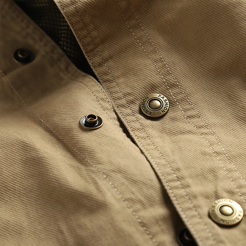 Chaqueta de Hombre de Talla ande, de Aodón Puro Khadi, para Otoño e Invierno, Abrigo Informal con Múltiples Bolsillos, Pr...