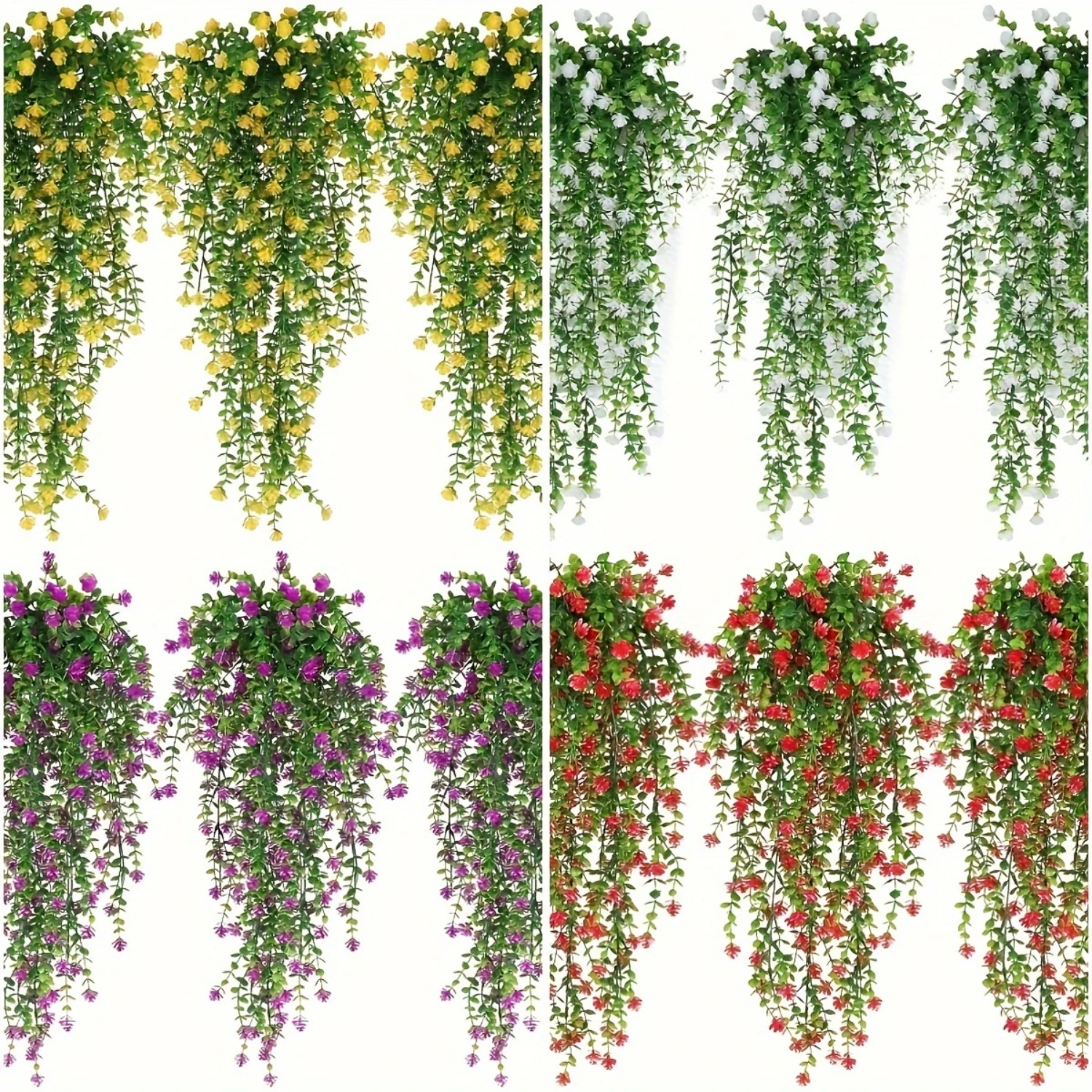 5 Bundles Artificial Hanging Flowers - Lush Floral Arrangement, Bouquet of Hanging Vine Plants, Drooping Plants for Wall Decorat