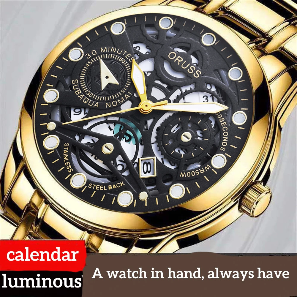 นาฬิกาสุดคลาสสิกสุดหรูสำหรับผู้ชายนาฬิกาแฟชั่นบรรยากาศแบบหล่อทนทานใส่สบายทุกอย่างเรียบง่ายปฏิทินคู่สำหรับผู้ชาย