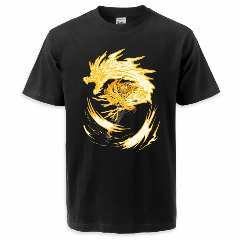 Demon Slayer Agatsuma Zenitsu T-shirt Classical Print T Shirt For Men And Women Streetwear Pure Cotton Breathable Tee Shirts