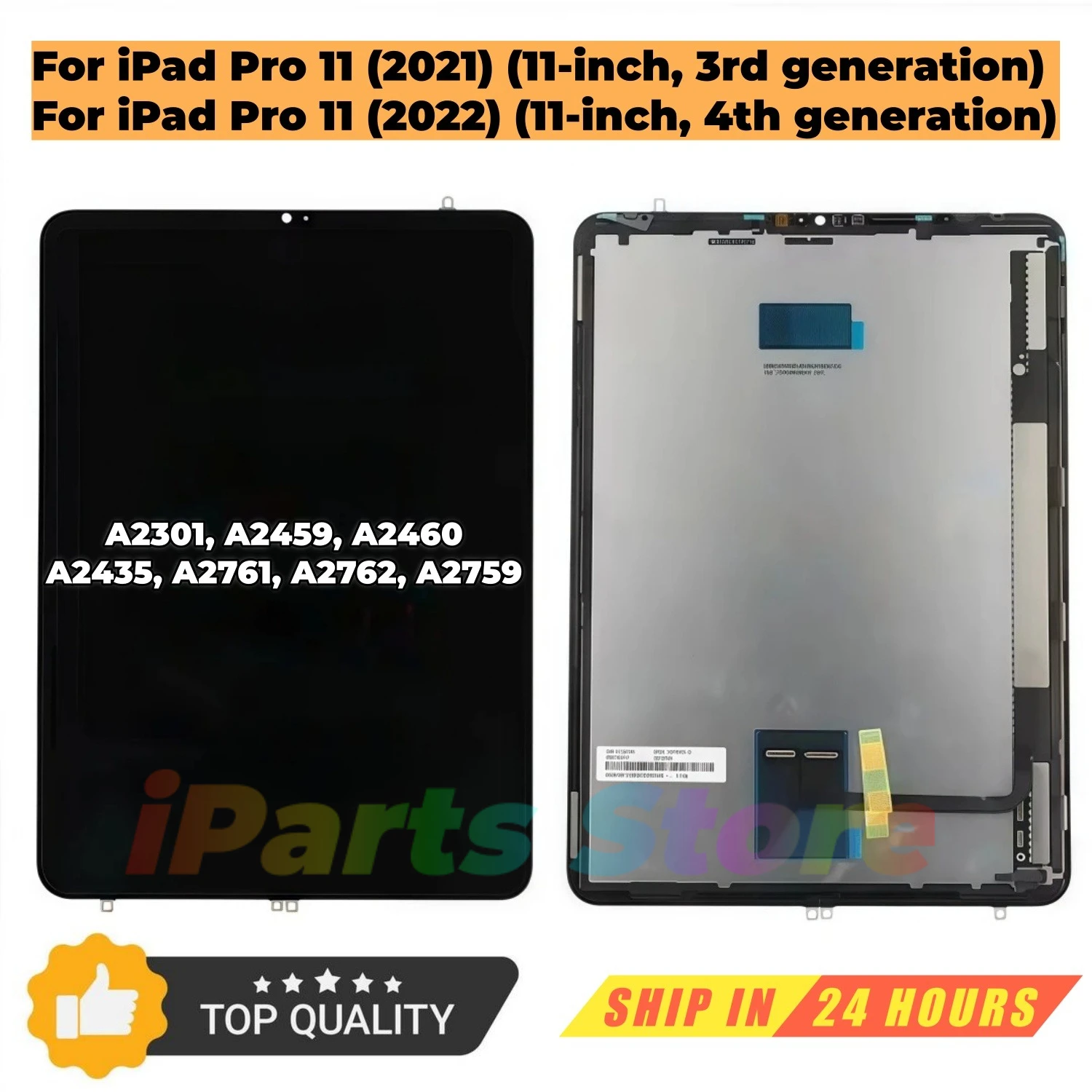 iParts Replacement New Display for iPad Pro 11 2021 3rd A2301 A2459 2022 4th A2435 A2761 Retina LCD Touch Screen Assembly OEM