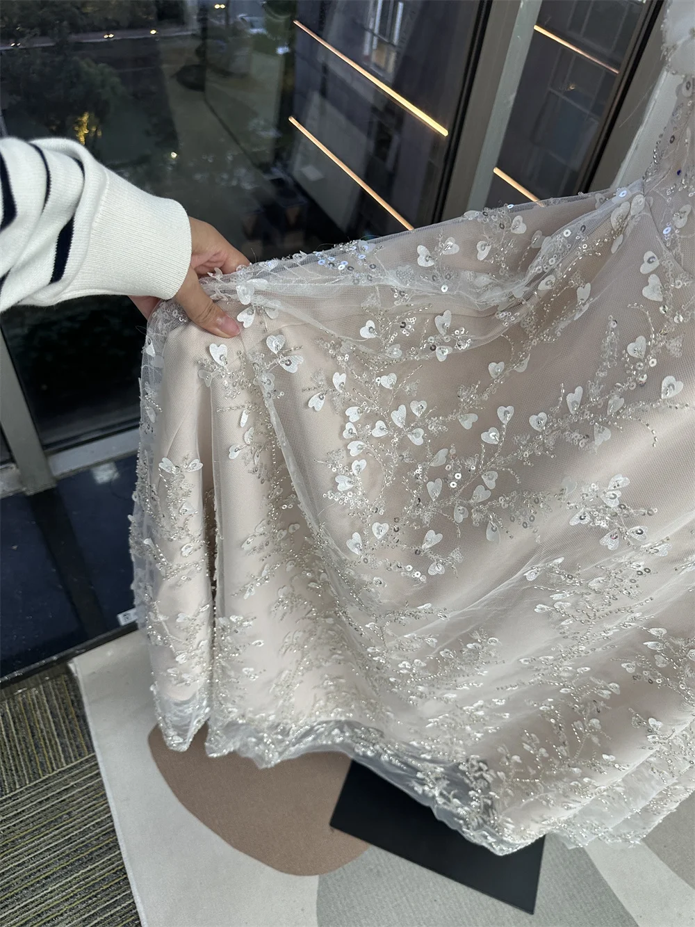 Bella Champagn Tulle Evening dresses Off the Shoulder A-line Vestidos De Fiesta Elegant Long Sleeves Ankle-length فساتين سهرة