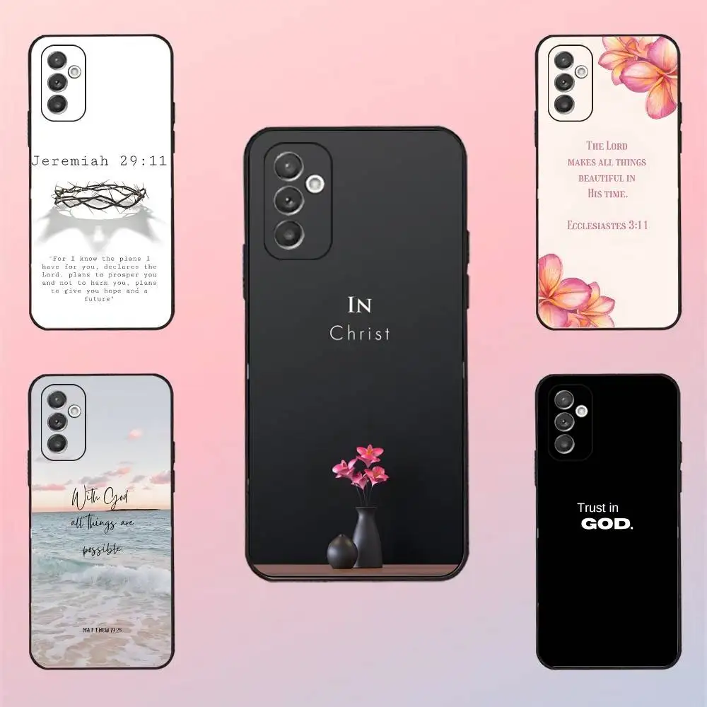 

Bible Verse Christian Phone Case For Samsung S 25,24,23,22,30,21,10,9,Ultra,Plus,Lite,FE,4,5 G Black Soft Case