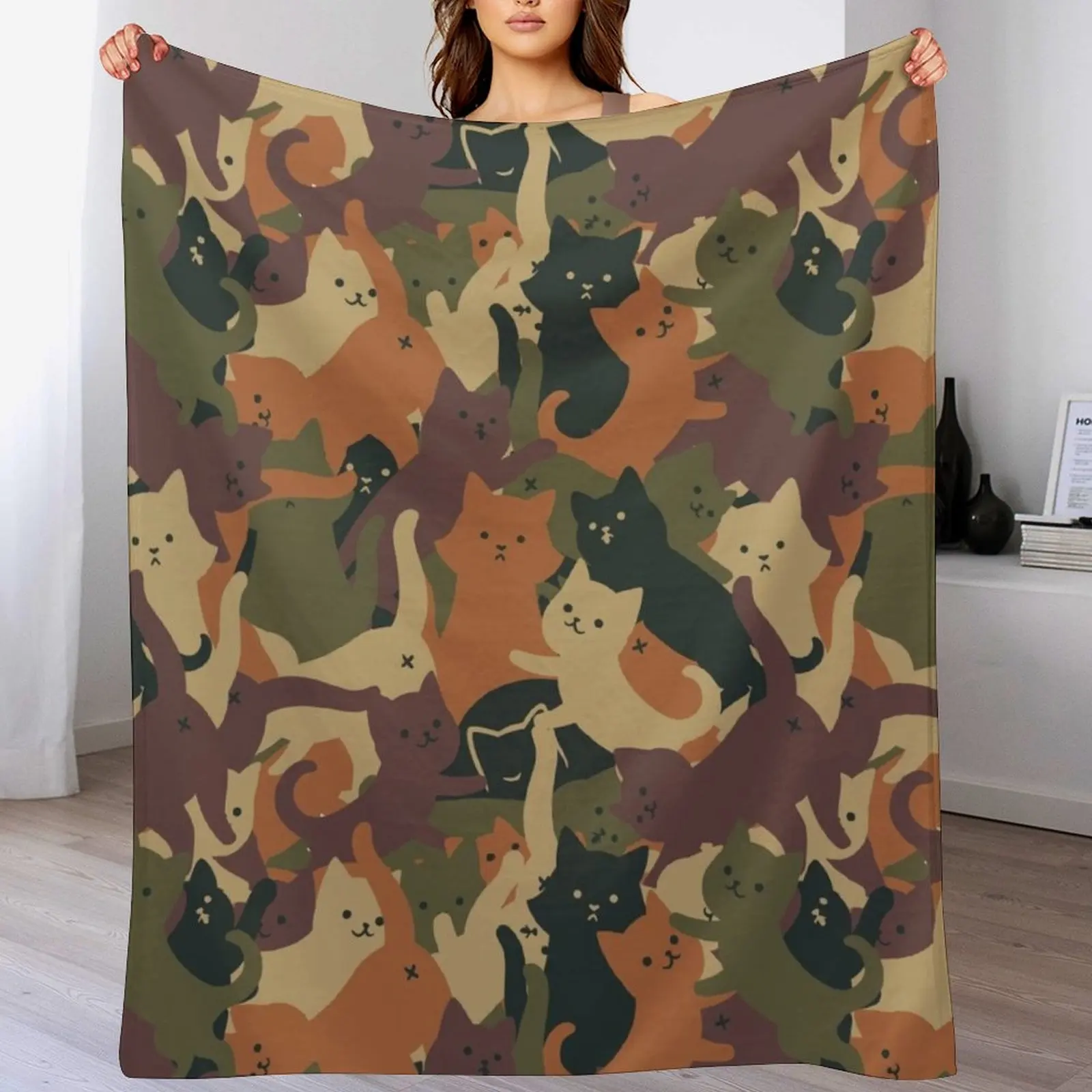 

Camouflage Cat Orange Army by Tobe Fonseca Throw Blanket Ultra Plush Cozy Blanket for Napping Sleeping
