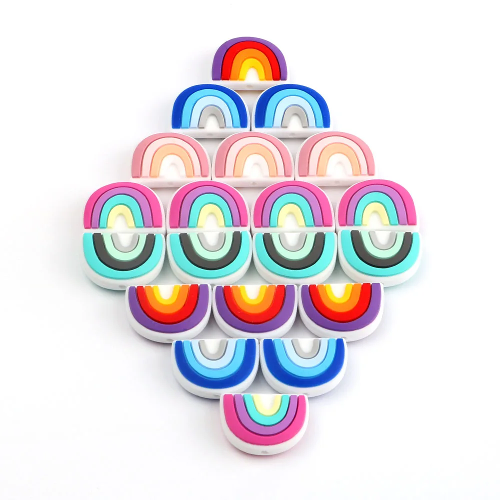 5PCS Mini Silicone Beads Rainbow Shape Silicone Focal Beads For Jewelry Making Diy Keychain Beadable Pen Bracelet Necklace - view 5