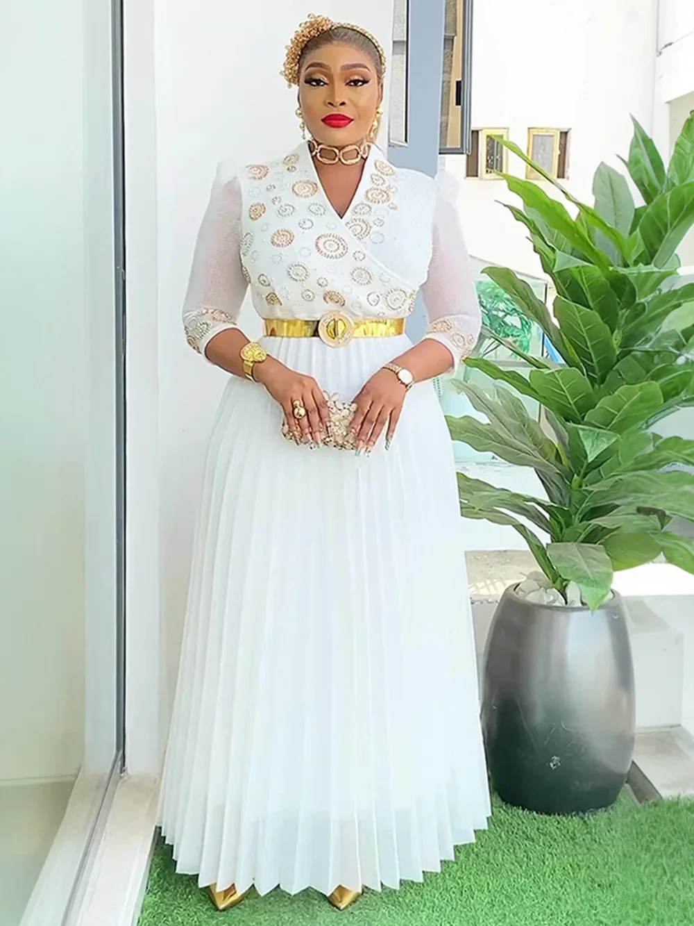 أفريقيا الملابس 2024 حجم كبير فساتين الحفلات الأفريقية للنساء Dashiki أنقرة حفل زفاف ثوب مسائي Bodycon ماكسي فستان طويل #5