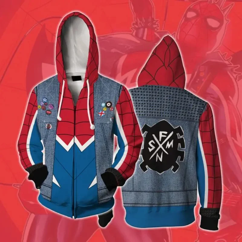 Anime Movie Hooded Peter Parker Hoodies Cosplay Jacket Miles Morales Sweatshirt Zipper Clothes Unisexy Hoody Coat
