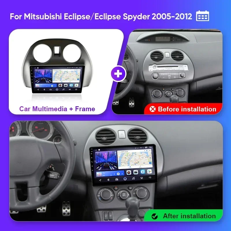 For Mitsubishi Eclipse Spyder 2005 - 2012 Android 13 Multimedia Navigation GPS Video Autoradio Player Car Stereo Carplay Radio