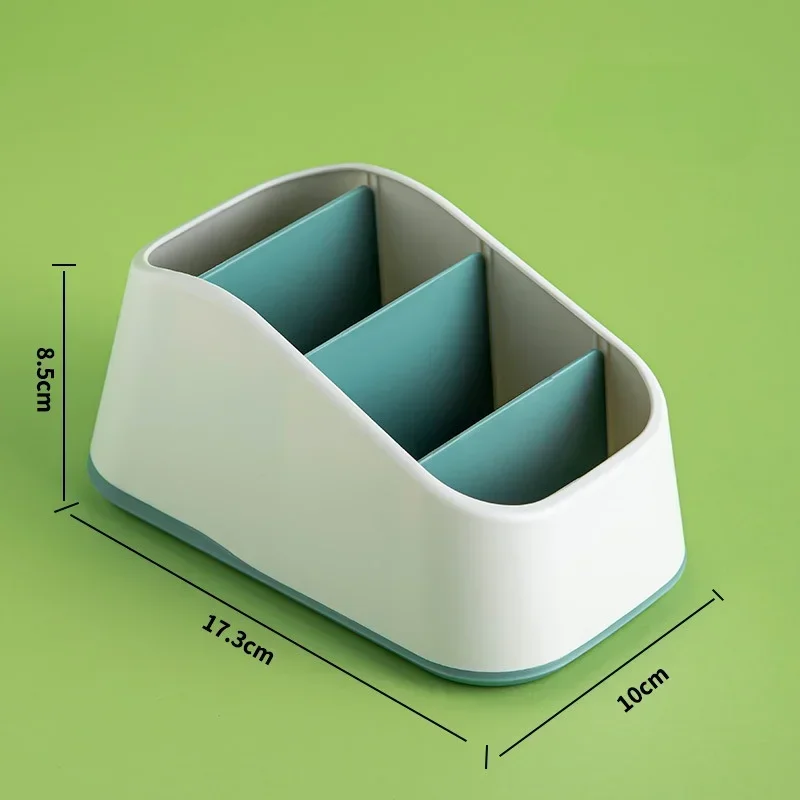 Multi‑Compartment Slanted Desktop Storage Holder, Plastic Desk Organizer Caddy for Pens Makeup Brushes Remote Control