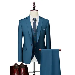 (170) Customized Men’s Business Casual Wedding Groom’s Dress Three-piece Suit