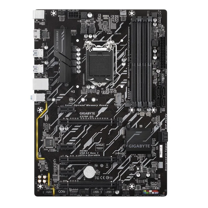 Used GIGABYTE Z370P D3  LGA 1151 (300 Series) Intel Z370 HDMI SATA 6Gb/s USB 3.1 ATX Intel Motherboard