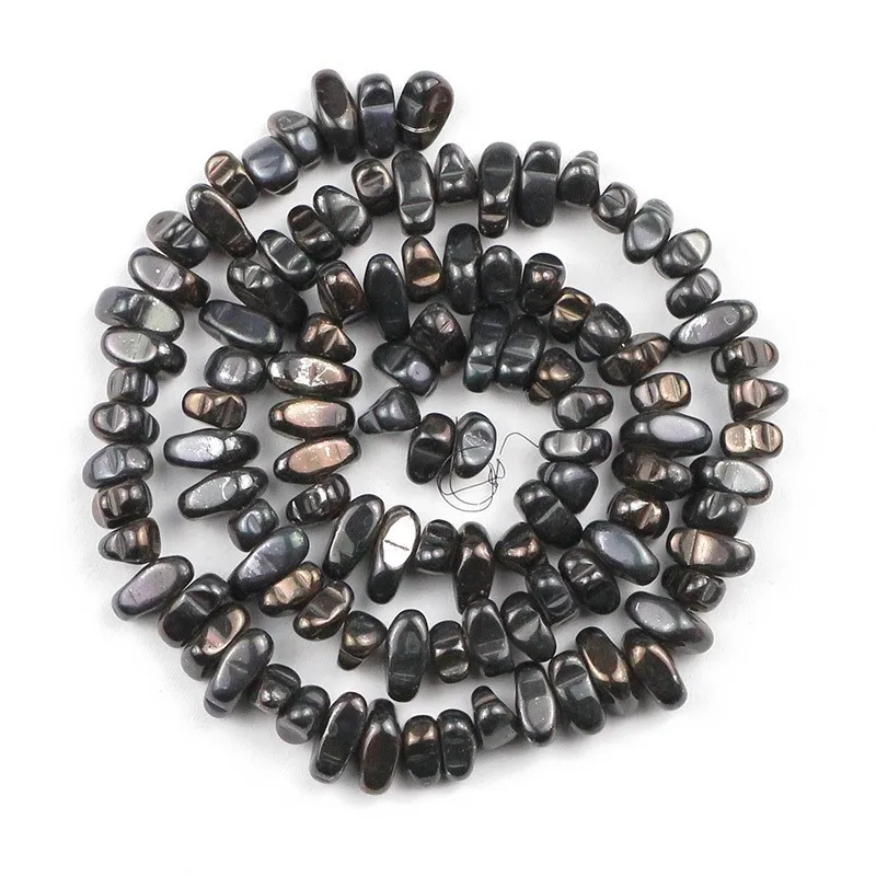 4–8 mm schwarze Gallensteine-förmige Perlen, plattiert, farbiges schwarzes Erz, verstreute Perlen, DIY-Armband, Halskette, Zubehör, Perlen im Großhandel – Detail 7