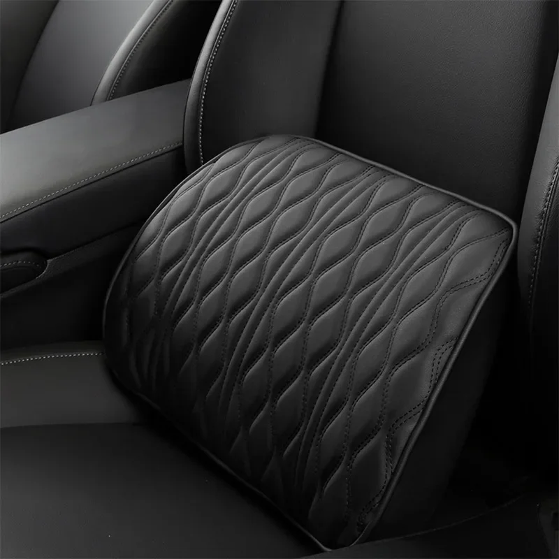 Car Neck Pillow PU Leather Lumbar Support for Seat Memory Backrest Headrest Cushion Auto Gadget Accesorios Interior