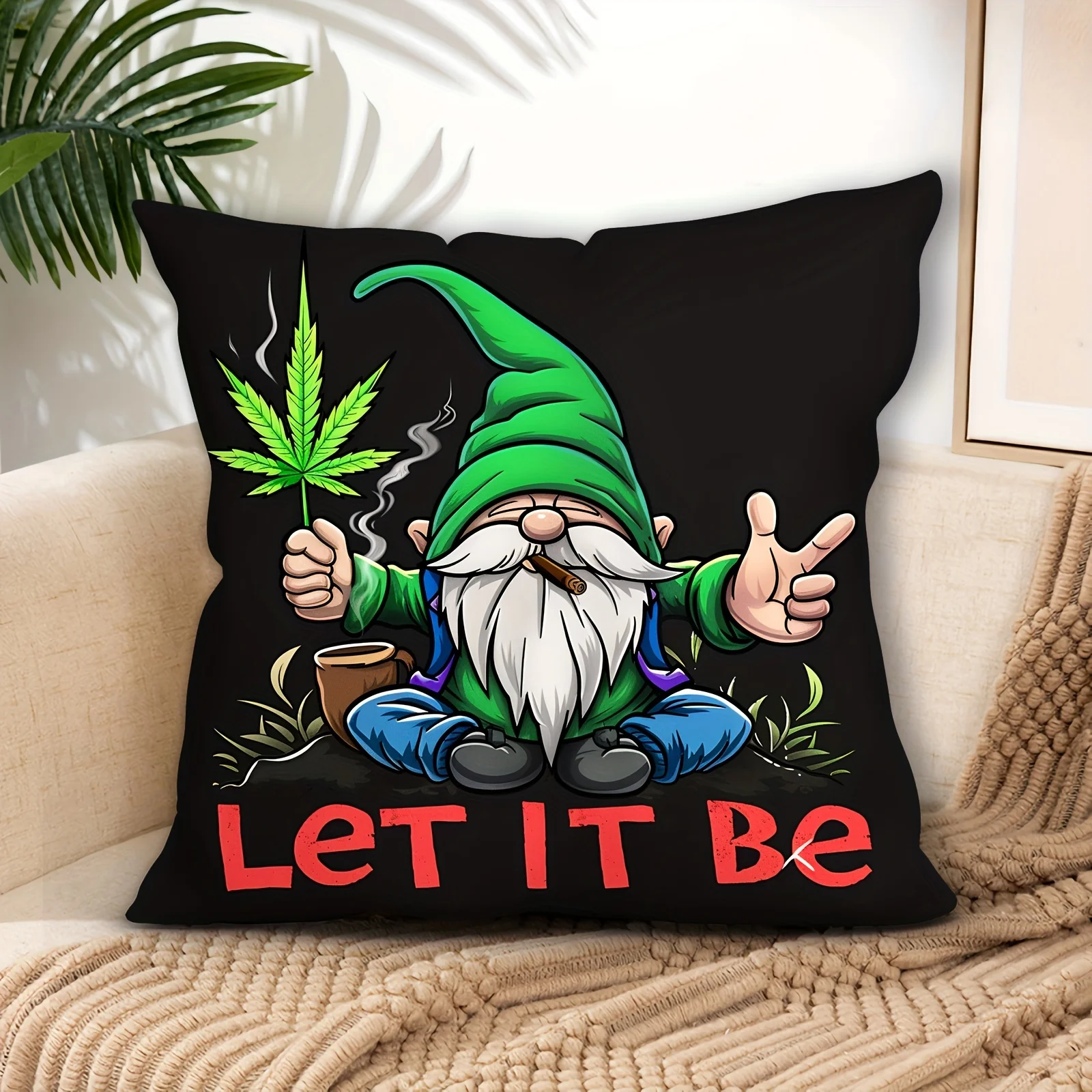 [1pc Soft Plush Pillow Case] 1pc Soft Plush Pillow Case, Single Sided Print, Free Theme Pattern, Home Decor, Car Decor