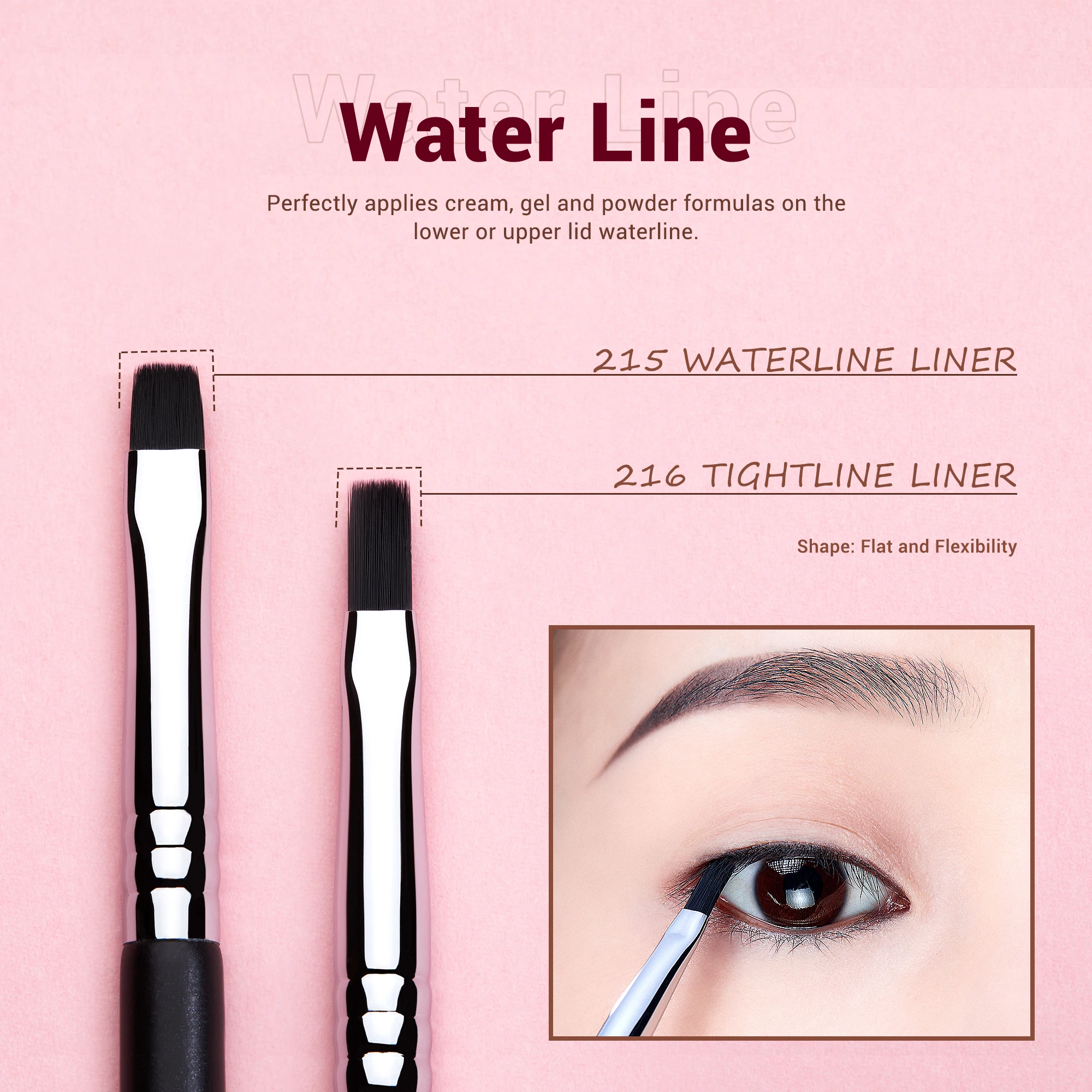 Jessup Eyeliner Brush Makeup Thin Bent Precision Angled Flat Definer Ultra Fine Pencil Precision Synthetic S151