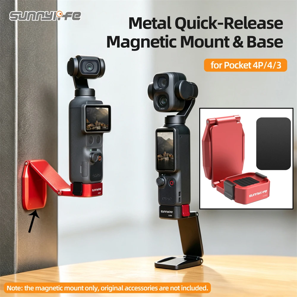 Sunnylife Angles Adiustable Metal Magnetic Desktop Handheld Mount Base Expansion Bracket Holder Stand for DJI Osmo Pocket 4P/4/3