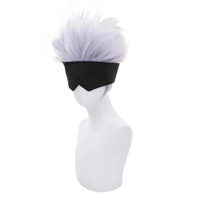 Anime Jujutsu Kaisen Satoru Gojo Wig Cosplay Include Patch High Quality Halloween Party Wigs