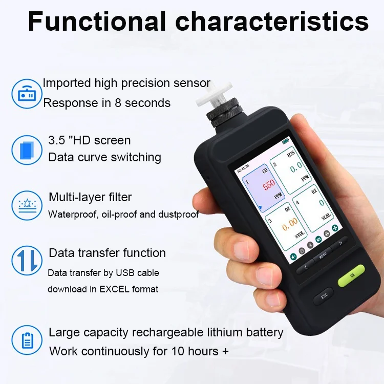 Digital Oxygen O2 Portable Gas Purity Analyzer test Meter Multi Gas Concentration Analyser Detector