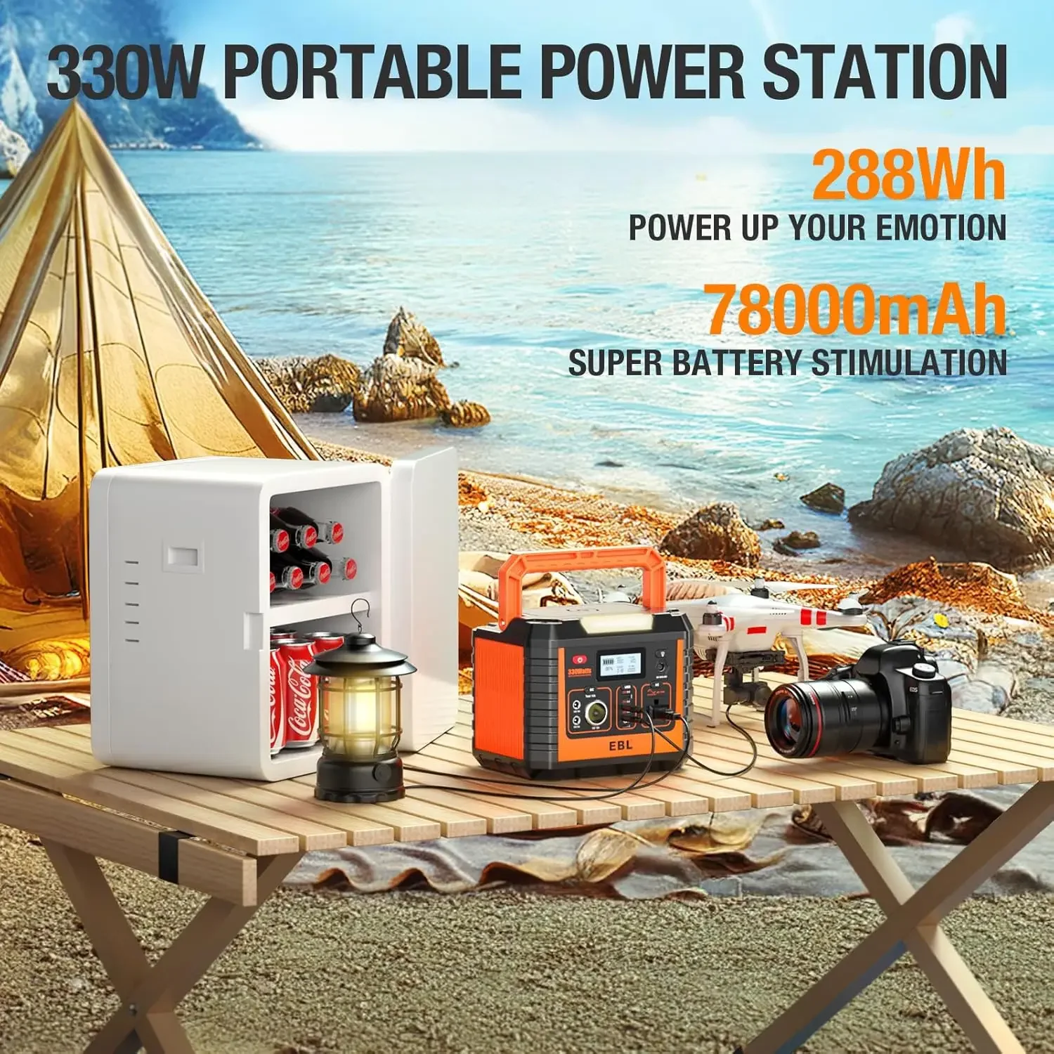 (Solar Panel Not Included) - Peak 600W Backup Lithium Batteries AC Outlet for Blackout Outdoors Camping Hunting Travel