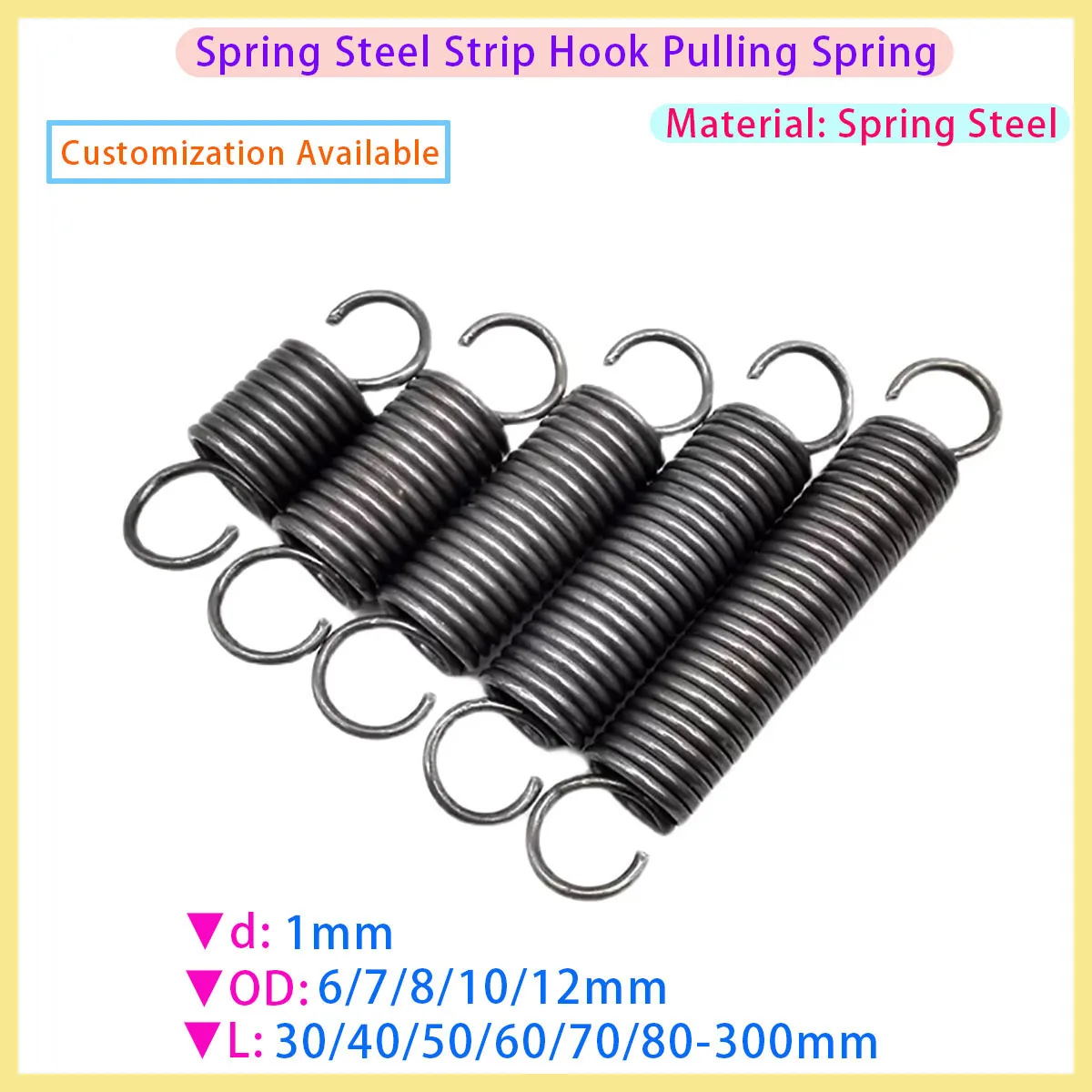65Mn Open Tension Spring Outer Diameter 8-16mm Tension Spring Wire Diameter 1.5/1.6mm