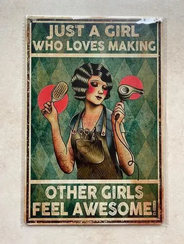 JUST A GIRL WHO LOVES MAKING GIRLS FEEL AWESOME! METAL SIGN MAN CAVE BAR 20x30cm