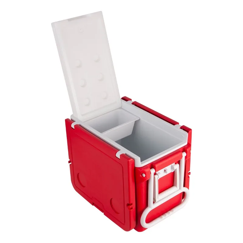 32L Foldable Cooler Box with Wheels and Stool, Portable Ice Chest Table All-in-One, Insulated Glider Cooler for Outdoor Camping