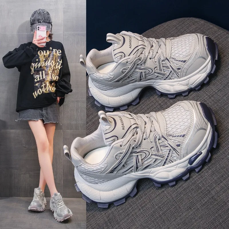 

Women's Dad Sneakers 2025 New Thick-Soled Summer Mesh Breathable Fashionable Versatile Trendy Lightweight Sneakers