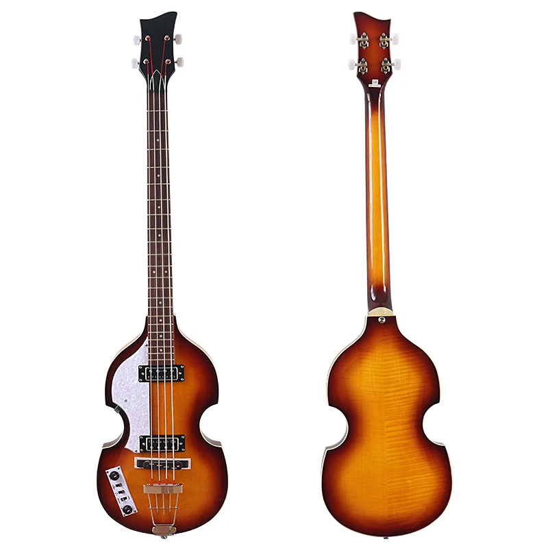 Left Hand 4 Strings Violin Bass Guitar 41 Inch Violin Guitarra Flame Maple Body High Gloss Finish