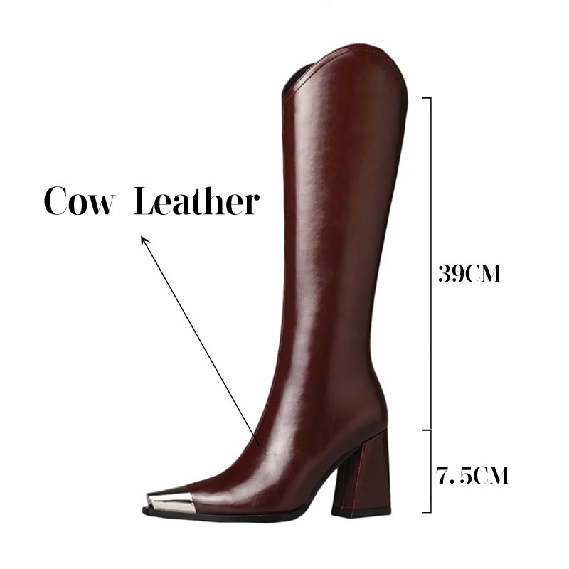 TULING JUN 2023 Winter Women Mature Solid Color Knee-High Boots High Heels Pointed Head Concise Shoes For Female T-A637