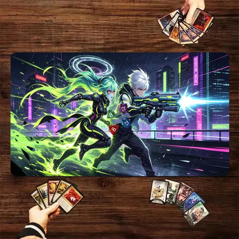 Anime Cyberpunk TCG Playmat Large Trading Card Game Mat Anti‑Slip Rubber Desk Mouse Pad For YUGIOH Card Game Table Mat 60x35cm