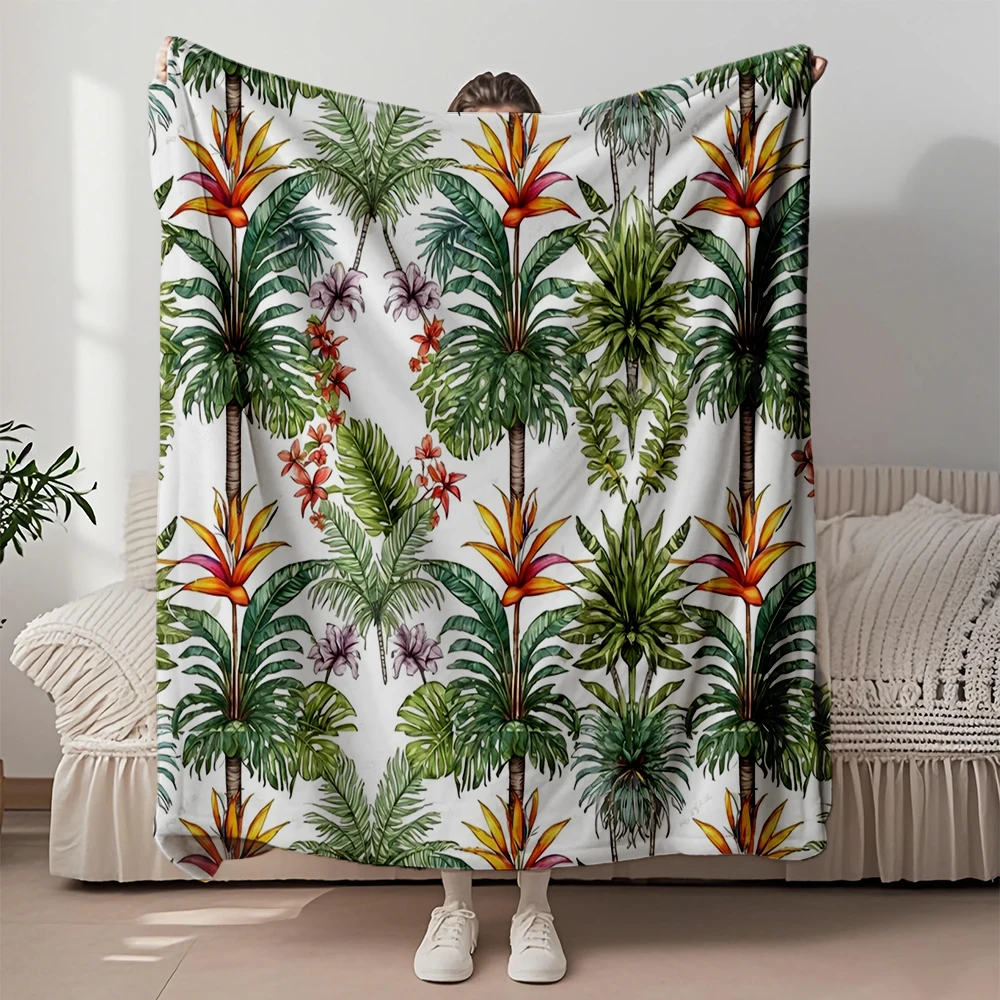 

Seasonal Decor Vintage Floral Flannel Blanket Colorful Tropical Garden Pattern Throw Blanket Bedsheet Moisture-wicking Blankets