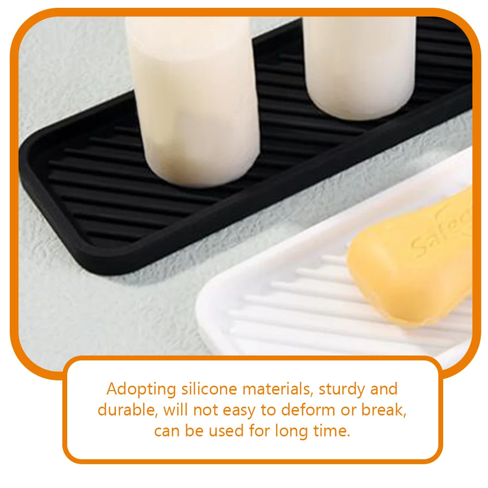 

2Pcs Household Silicone Tray Compact Soap Dispenser Holder Non-Slip Countertop Organizer for Bathroom Kitchen Drying Station