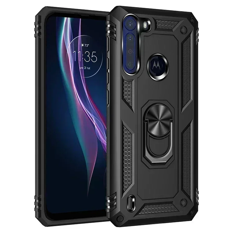 for MOTO One Fusion Armor Shockproof Case for Motorola One Fusion + Rugged Military Protective Magnet Car Holder Ring Case Cover