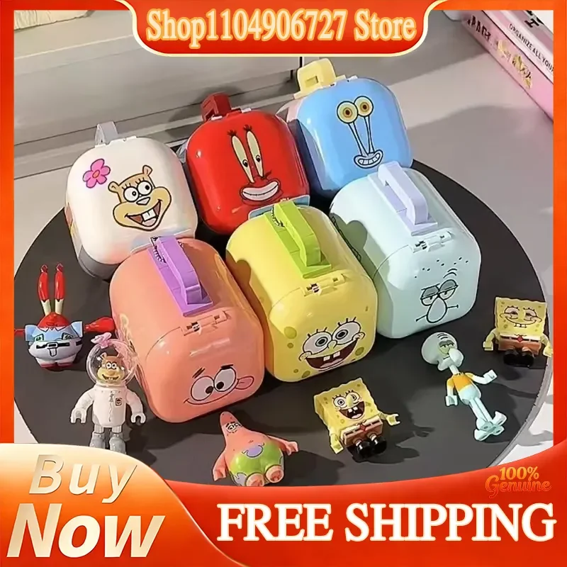 

AREA-X SpongeBob Bikini Bottom Building Block Blind Box Assembly Squidward Mr Krabs Sandy Mini Figure Model Kids Collectible Set
