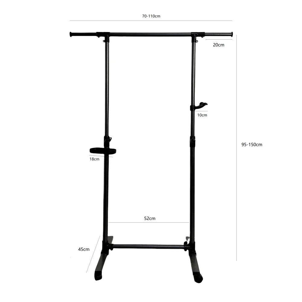 Cabide de roupa curta com chassis e rodas, cabide de roupa para crianças e adultos, cabide, roupeiro, preto