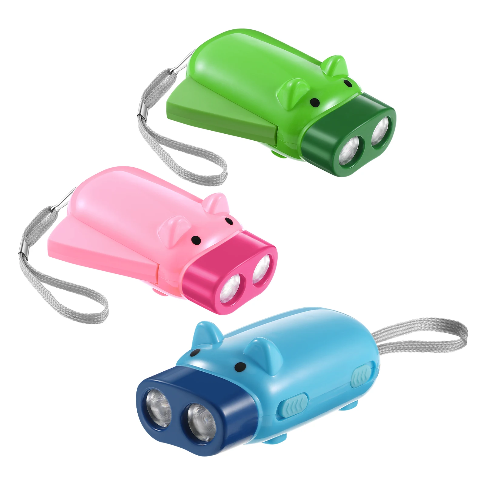 

3pcs Portable Pig Pattern Flashlight Hand Press Electric Torch Compact Cartoon Light For Outdoor Travel Everyday Carry