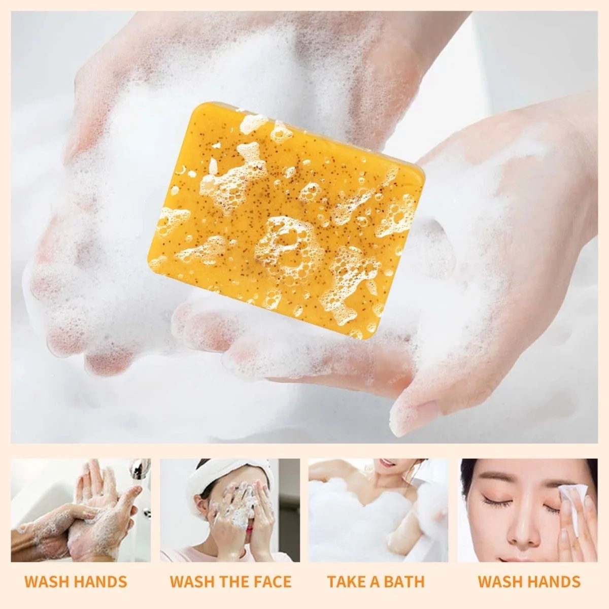 1/2/4 Pieces Turmeric Kojic Acid Soap Lemon Whitening Soap Face Wash Bath Handmade Soap