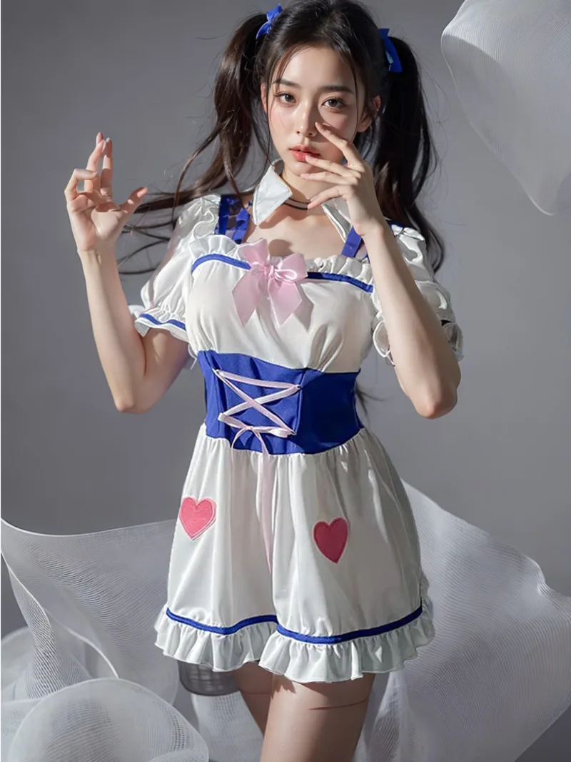 Fashion Sweet Mini Dress 2024 New Korean Role Play Lolita Anime Servant Suit Couple Passion Dress Elegant Tops 8SP2