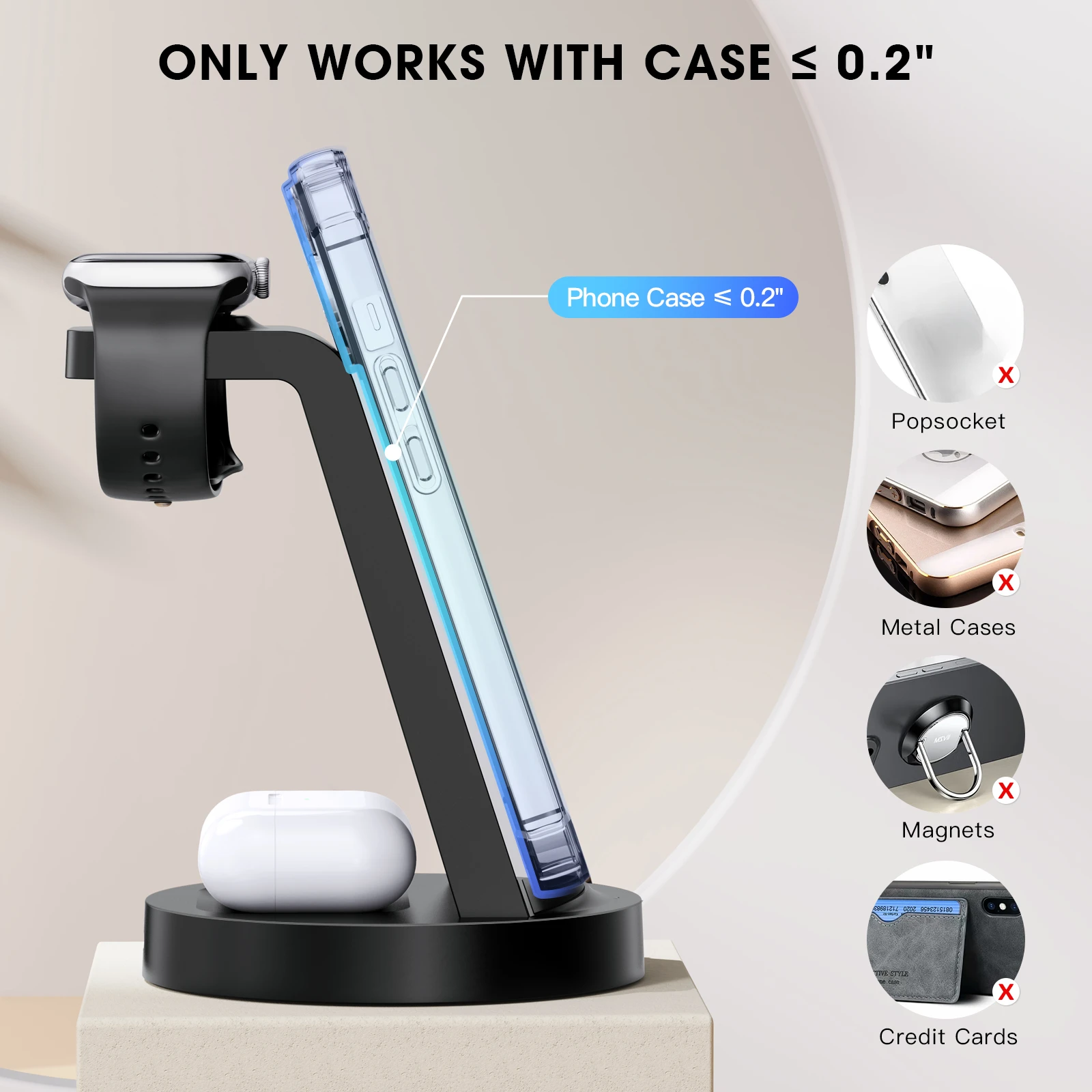 محطة شحن 3 في 1 لهاتف iPhone، محطة شحن لاسلكية لهاتف iPhone 15 14 13 12 11 X Pro Max وApple Watch وAirPods