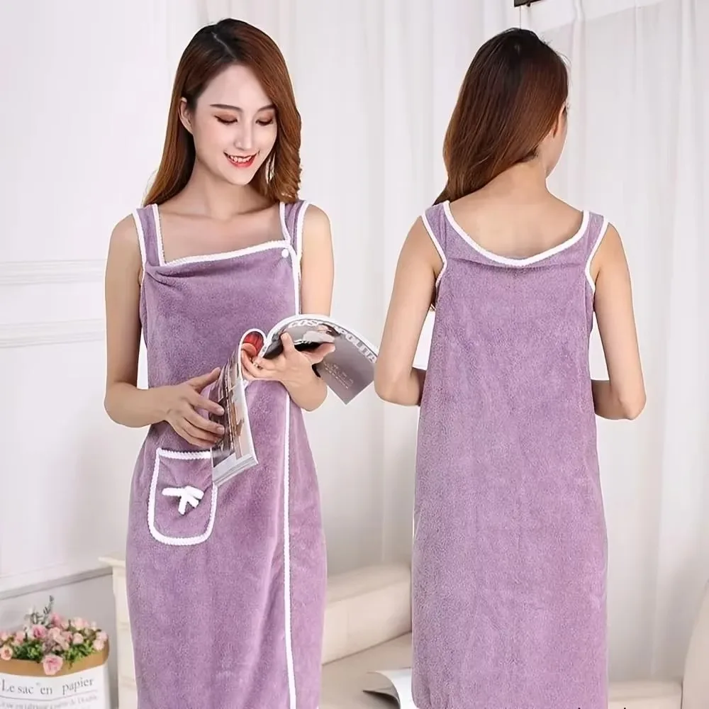 Women's Bathrobe Skin Friendly Household Bedroom Thick Long Water Absorbing Bath Towel Soft Adult Hotel Living Room Nightwear